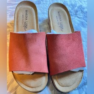 Marina Luna Pink Mules with Cork Sole
